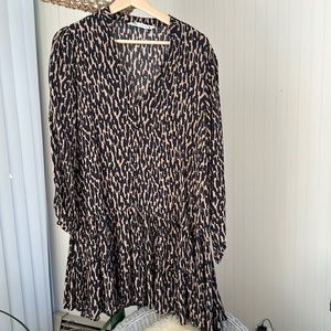Zara leopard print drop waist dress Sz M
